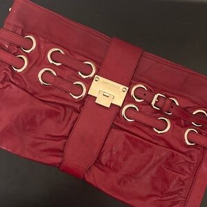 Jimmy Choo Red Leather Clutch Bag